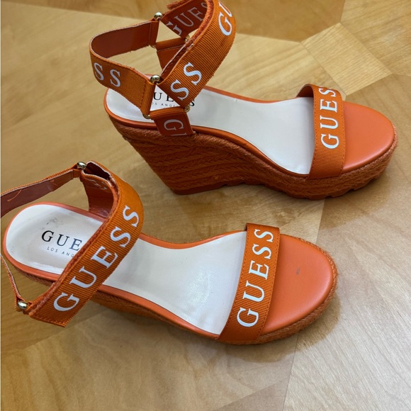 Guess Orange Wedge Sandals with Adjustable Straps - Picture 1 of 4